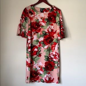 Bobeau Pink Floral Print Shift Dress